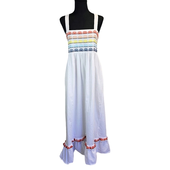 Marie Oliver Cotton Tegan Tank Maxi Dress Sz XS White Boho Chic Beach Vacation - Picture 3 of 16